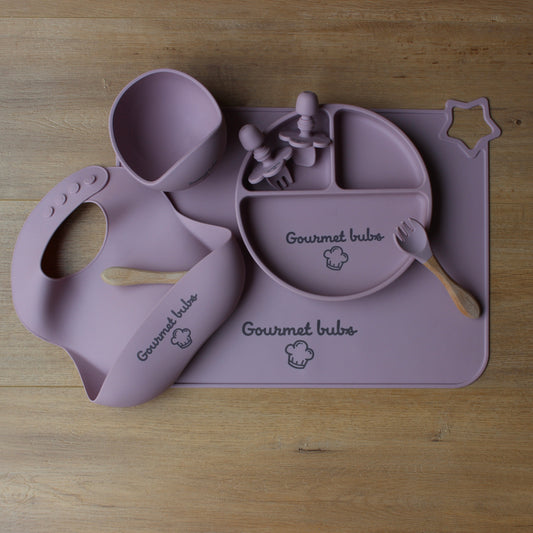 Gourmet Bubs 8 Piece Baby Feeding Set - Pale Mauve