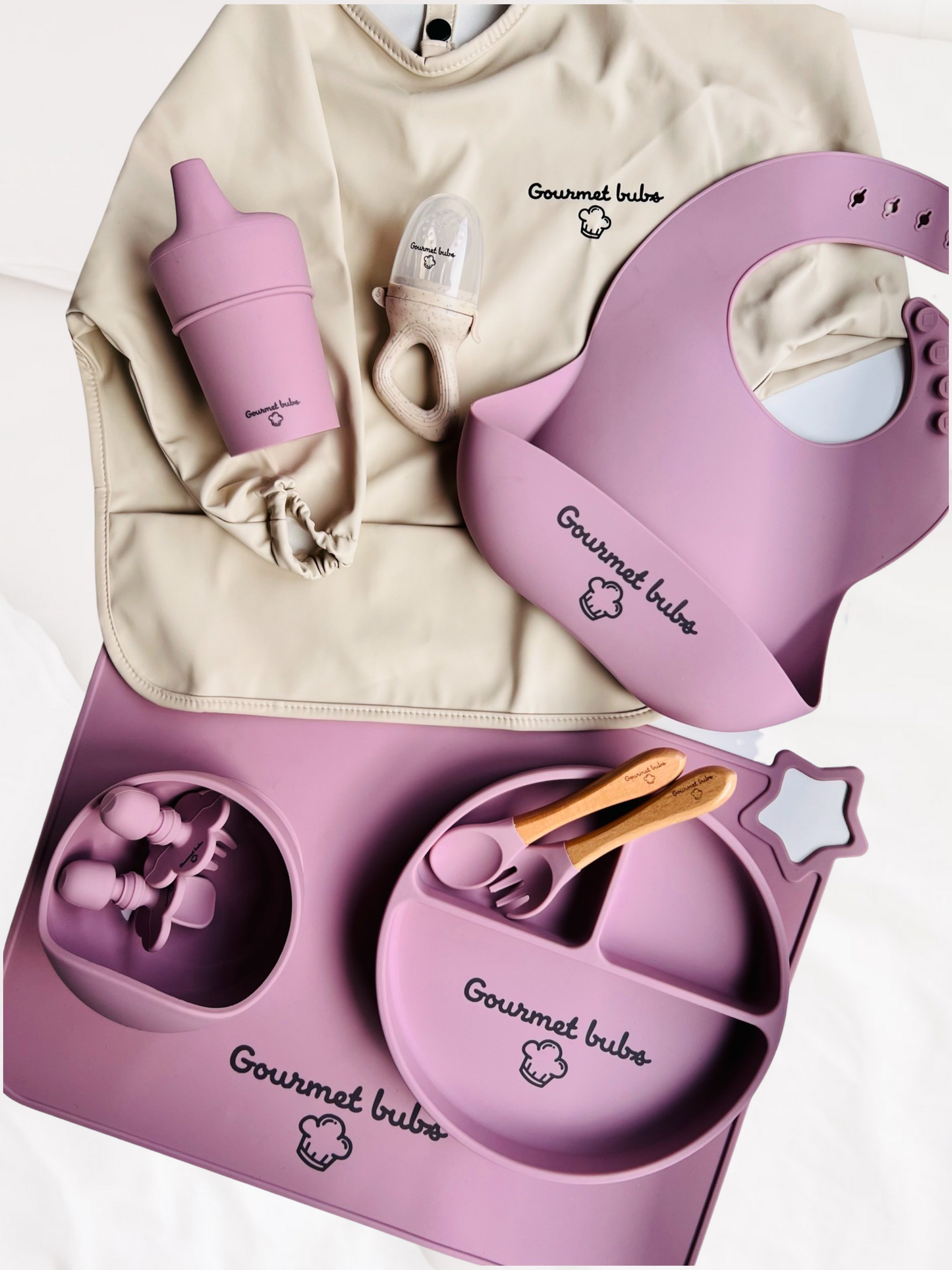 Gourmet Bubs 8 Piece Feeding Set - Pale Mauve