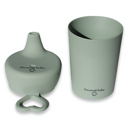 Gourmet Bubs Silicone Cup with Lid - Sage (Pre Order: Delivered by 8th May)