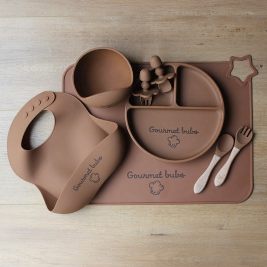 Gourmet Bubs 8 Piece Feeding Set - Clay (Pre Order: Delivered by 30th June)